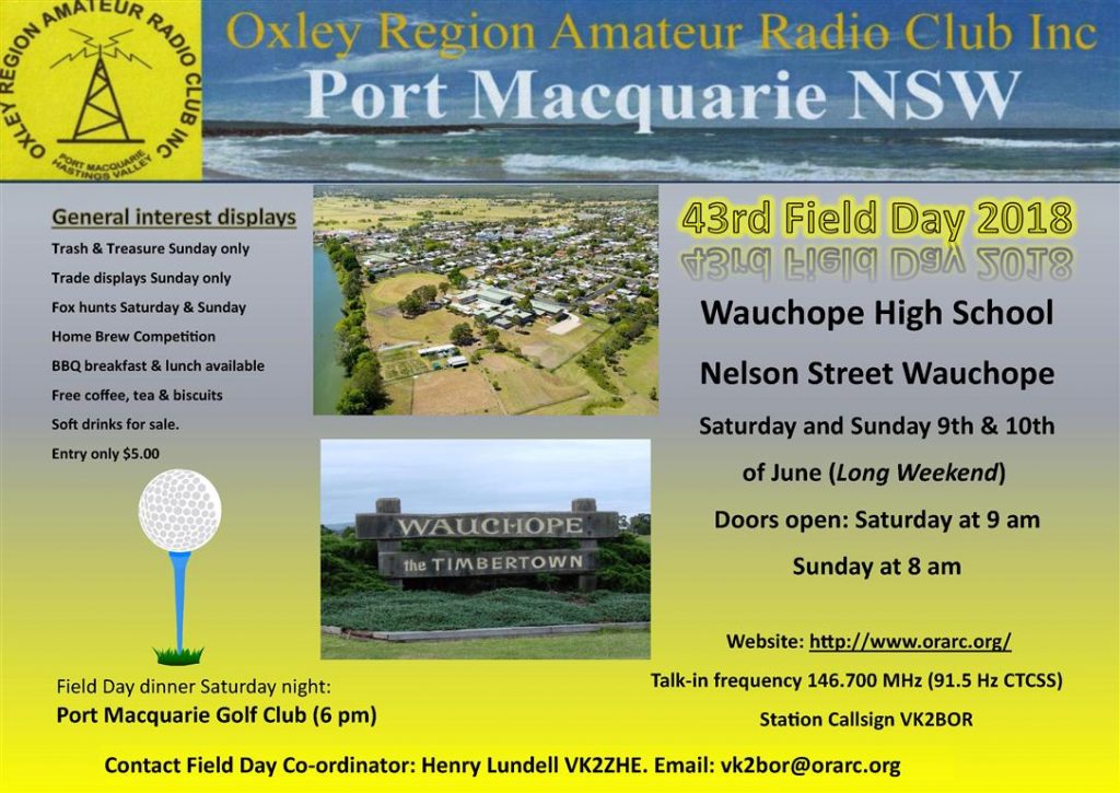 Orarc Rd Annual Field Day Programme Oxley Region Amateur Radio Club